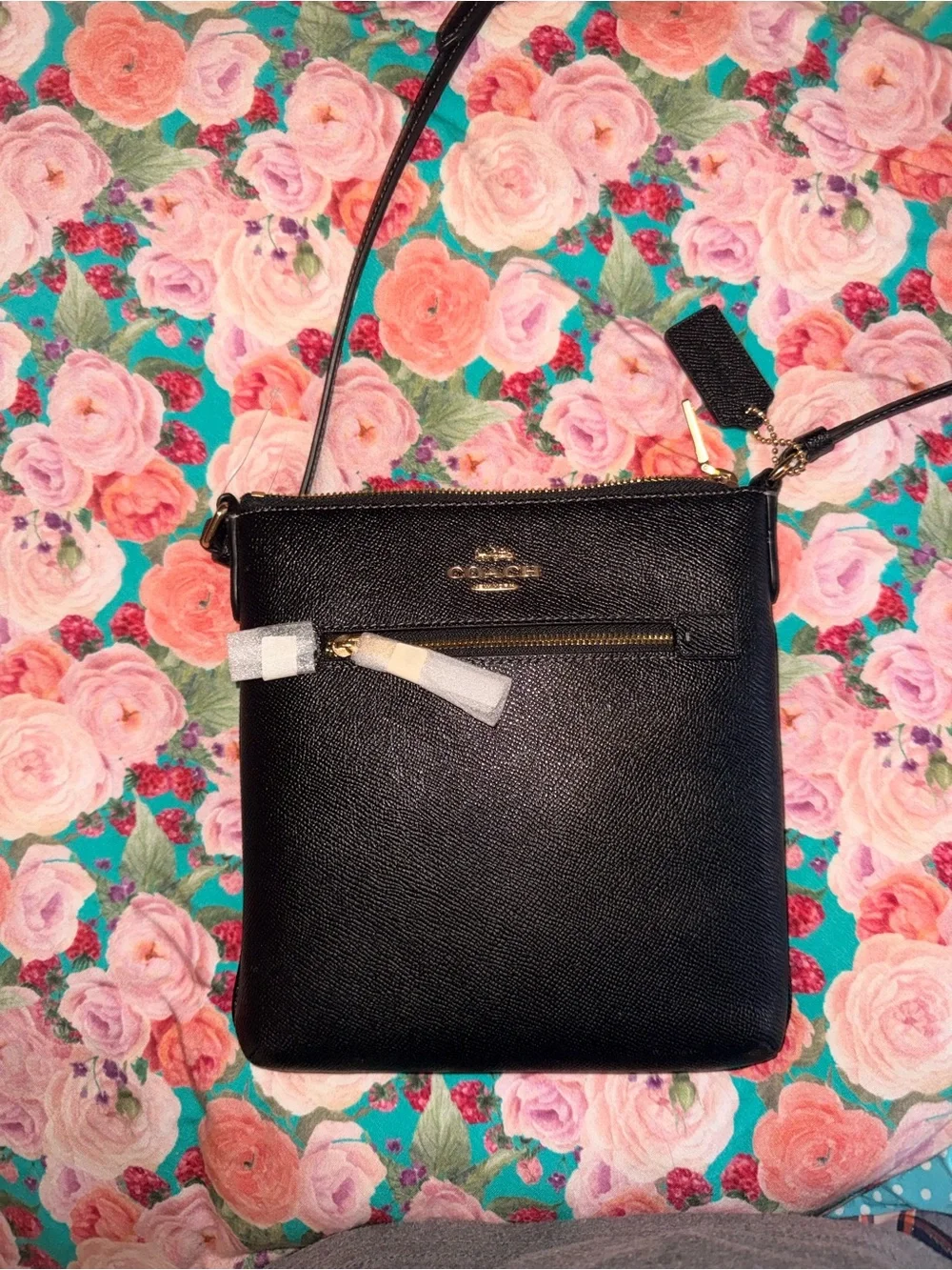 Coach Black Leather Crossbody with Gold Hardware